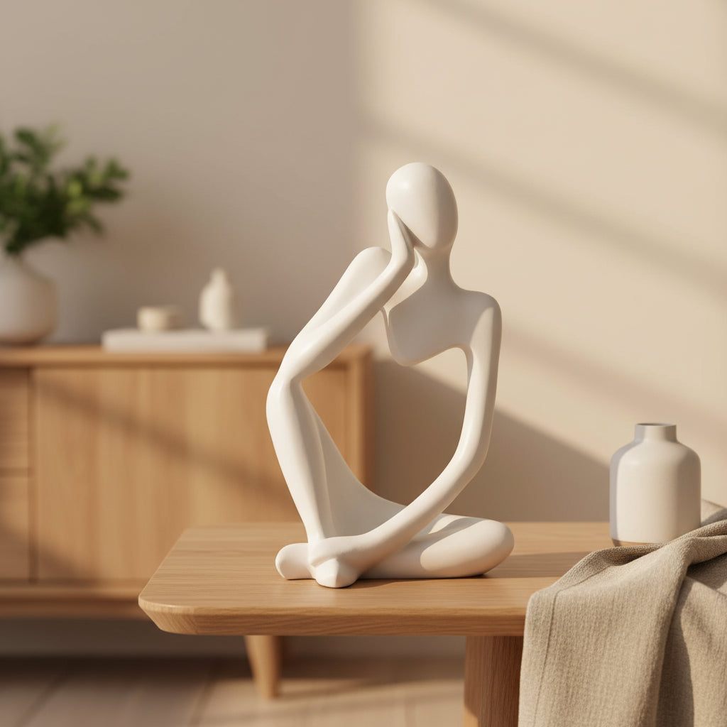 Abstract Thinker Sculpture – Nordic Resin Figurine for Modern Home Decor