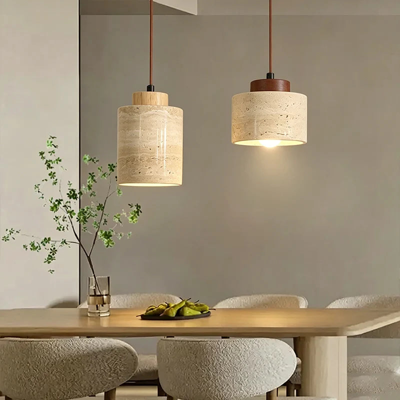 Wabi-Sabi Stone Pendant Lamp – Modern Japanese Hanging Light
