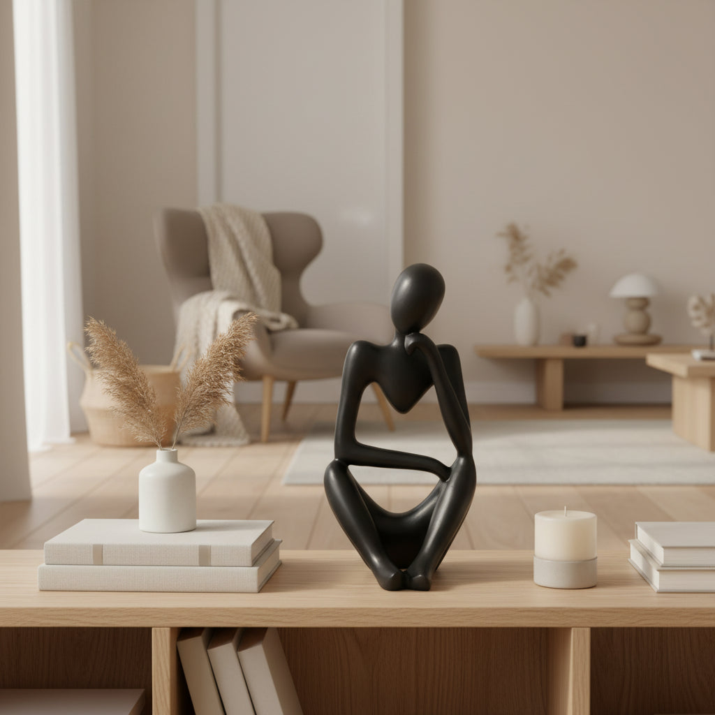 Abstract Thinker Sculpture – Nordic Resin Figurine for Modern Home Decor