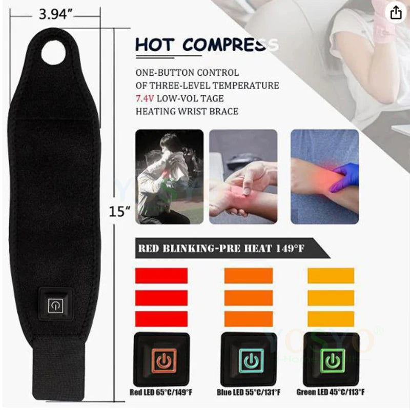 Adjustable Electrically Heated Wrist Support Sleeve