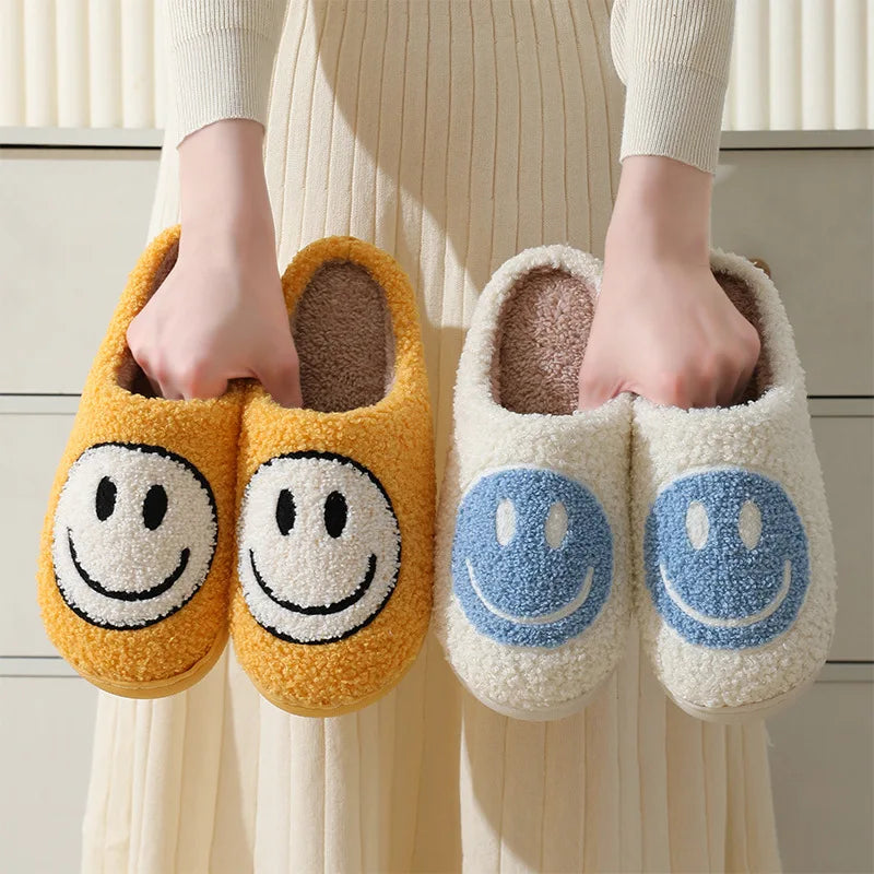 Smiling Face Couple Cotton Slippers