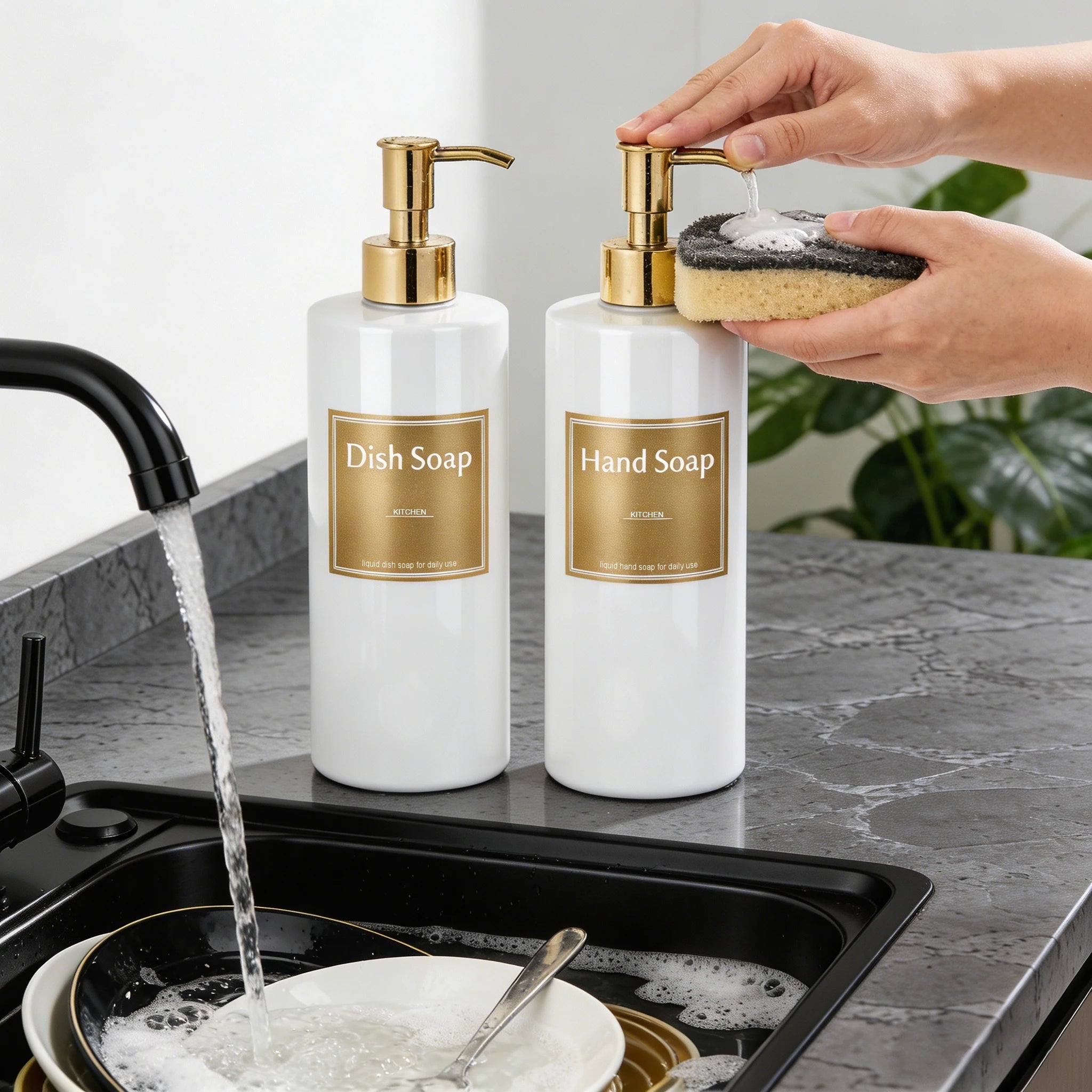 Elegant Refillable Soap Dispenser Set
