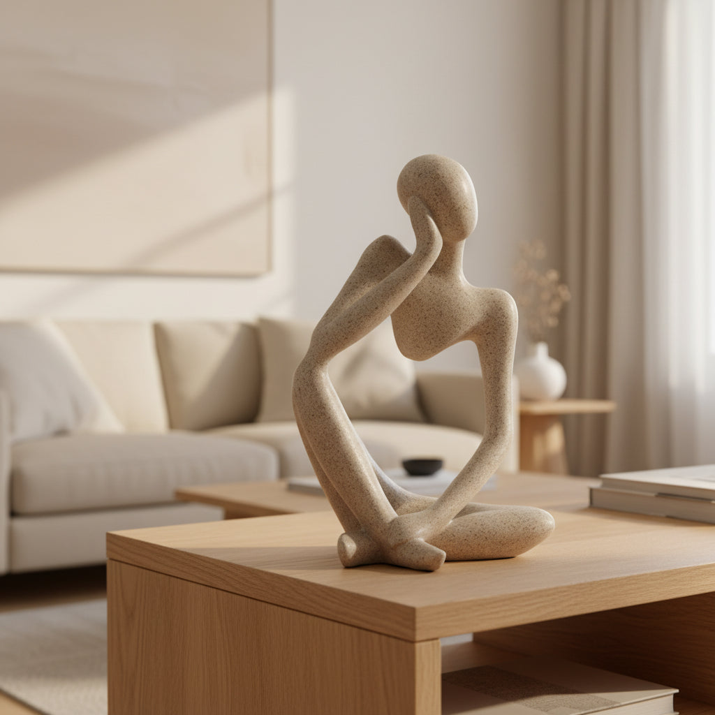 Abstract Thinker Sculpture – Nordic Resin Figurine for Modern Home Decor