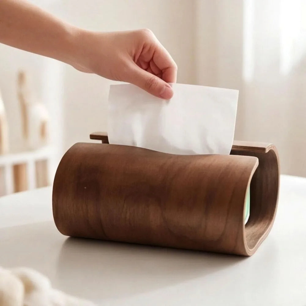 Natural Wood Tissue Box Cover – Rustic Scandinavian Tissue Holder