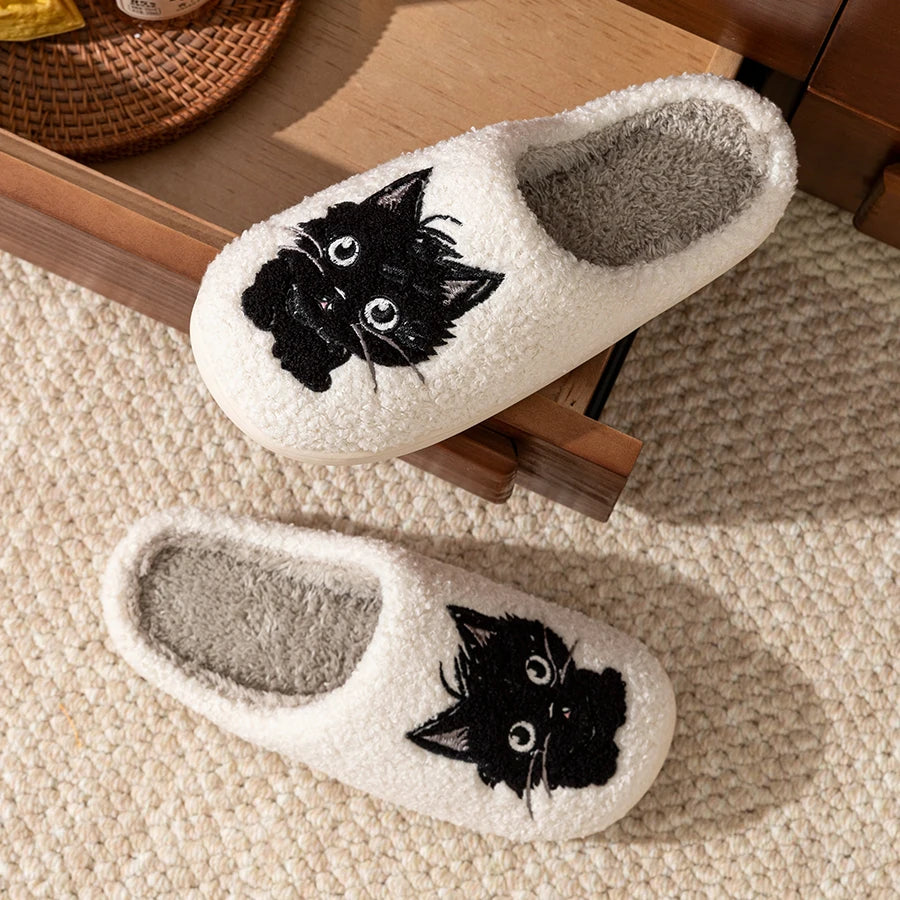 Women's Black Cat Slippers