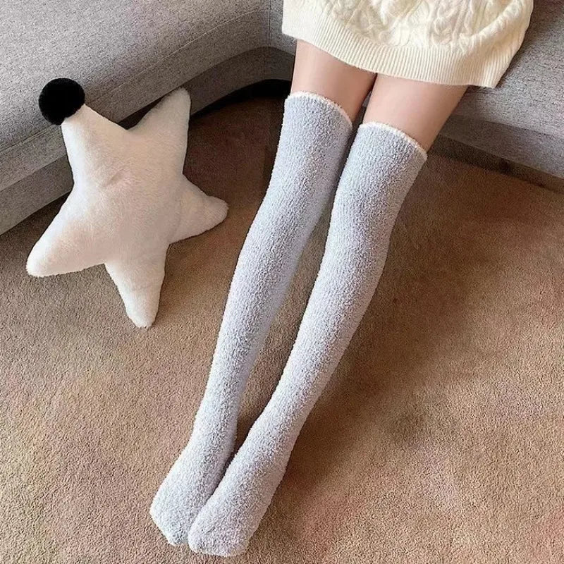 Women's Winter Coral Fleece Over-Knee High Socks