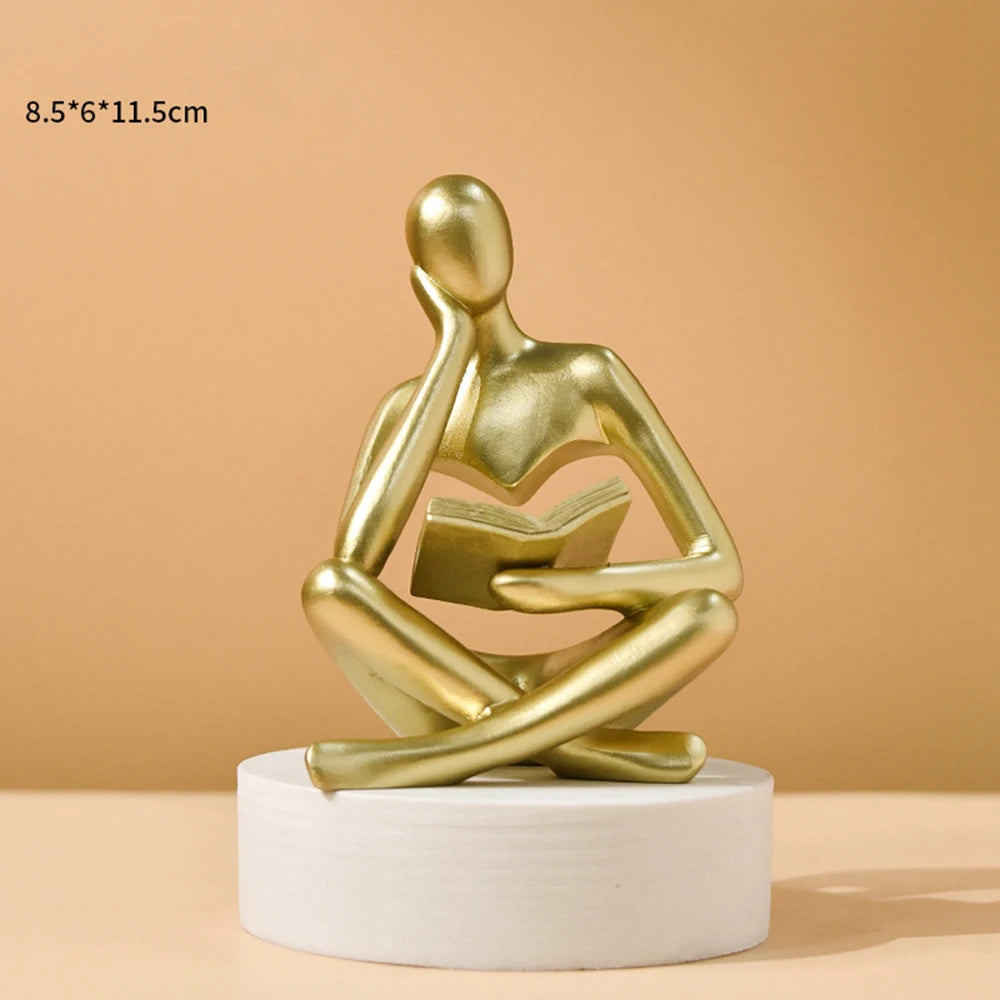 Abstract Thinker Sculpture – Modern Resin Bookshelf & Home Decor