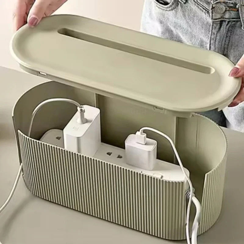 Nordic Cable Management Box – Desktop Plug & Wire Organizer