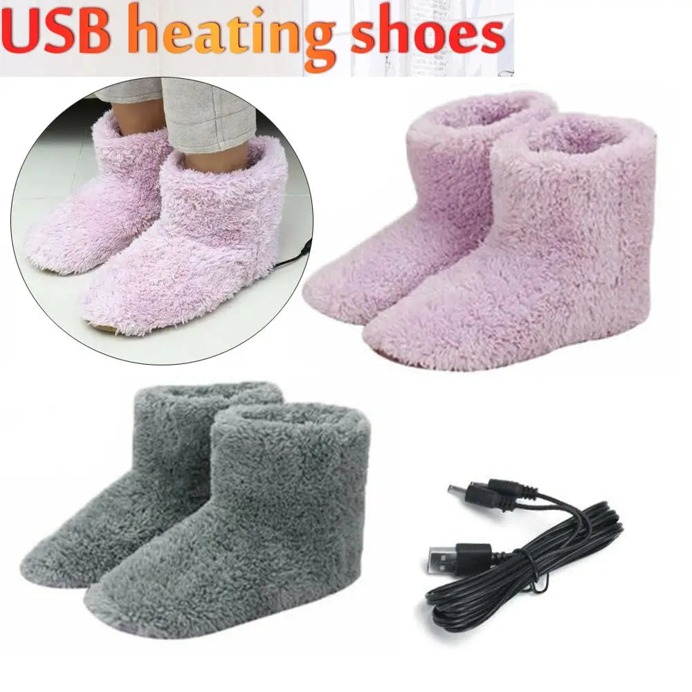 USB Heated Plush Foot Warmer Shoes