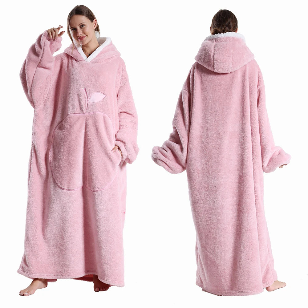 Wearable Winter Flannel Hooded Blankets